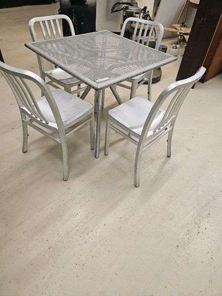 Silver Aluminum Outdoor Patio Dining Set
