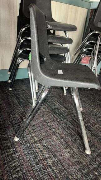 Black Children's Chairs Set of 5, 15-Inch Seat Height, Metal Frame