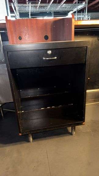 Black Storage Cabinet with Drawer, 24"x24"x36"