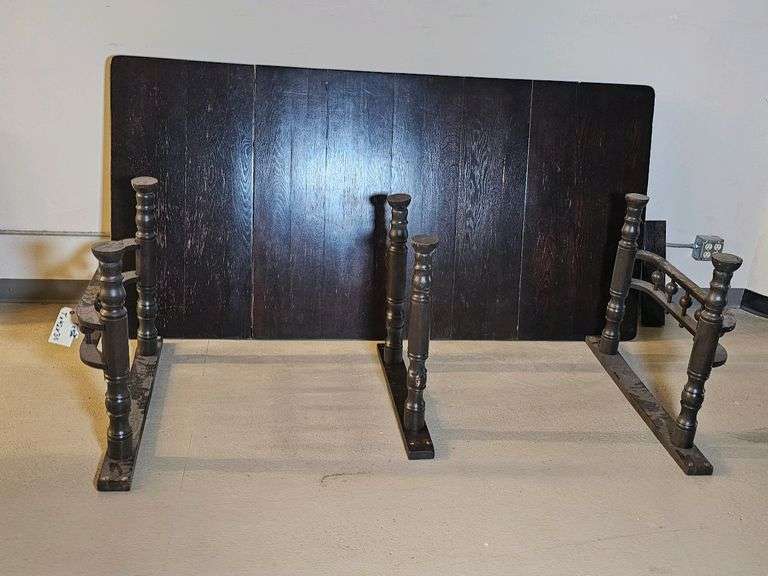 Vintage Dark Brown Wood Dining Table