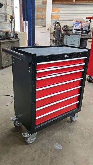 6-Drawer Tool Chest, 24"x13"x31", 4" Casters, Black/Red