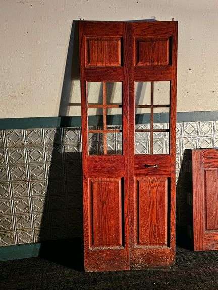 Reddish-Brown Wood Folding Doors, 30"x79"