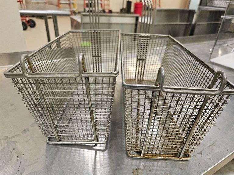 Commercial Fryer Basket, Metal with Red Handles