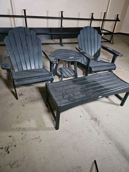 Black Outdoor Patio Furniture Set, Adirondack style