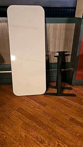 Rectangular White Table, 24"x60"x29", Laminate Top, Metal T-Base