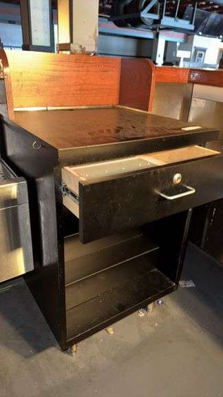 Black Wood Cabinet with Lockable Drawer, 24"x24"x36"