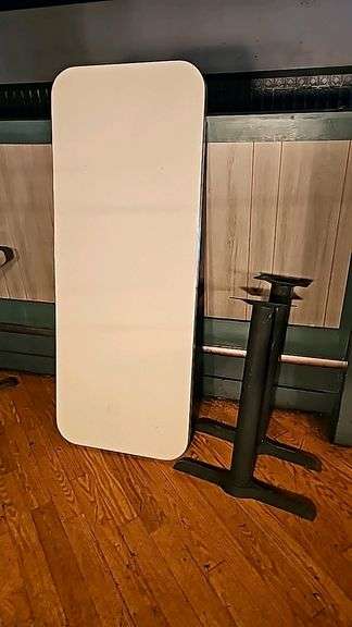 Rectangular White Table, 24"x60"x29", Laminate Top, Metal T-Base