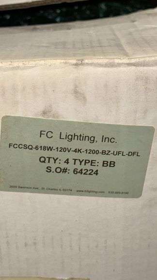 Box of 4 - FC Lighting Exterior Light Fixture, Model FCCSQ-618W-120V-4K, Type BB
