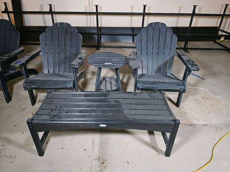 Black Outdoor Patio Furniture Set, Adirondack style