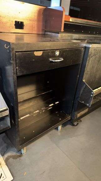Black Metal Cabinet with Drawer, 24"x24"x36"