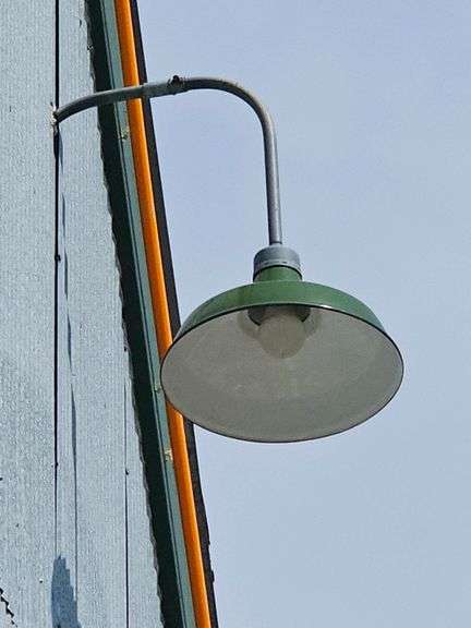 5 Green Industrial Pendant Light Fixtures, 14" Shade Diameter, Wall-Mounted Gooseneck