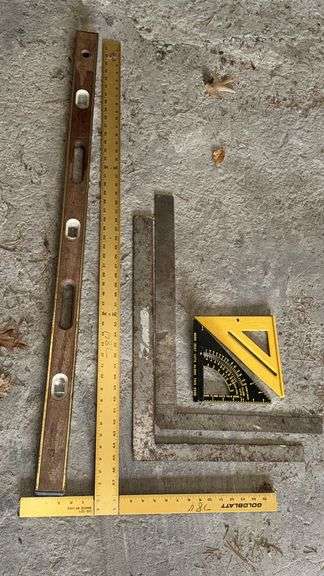 Goldblatt Carpenter's Square Set with Level, Metal and Plastic, Angle Measurements