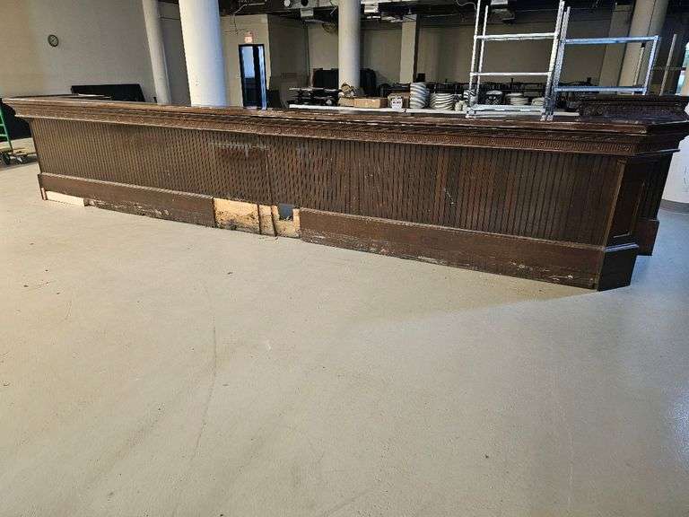 Antique Wooden Bar Counter - Traditional Paneled Design