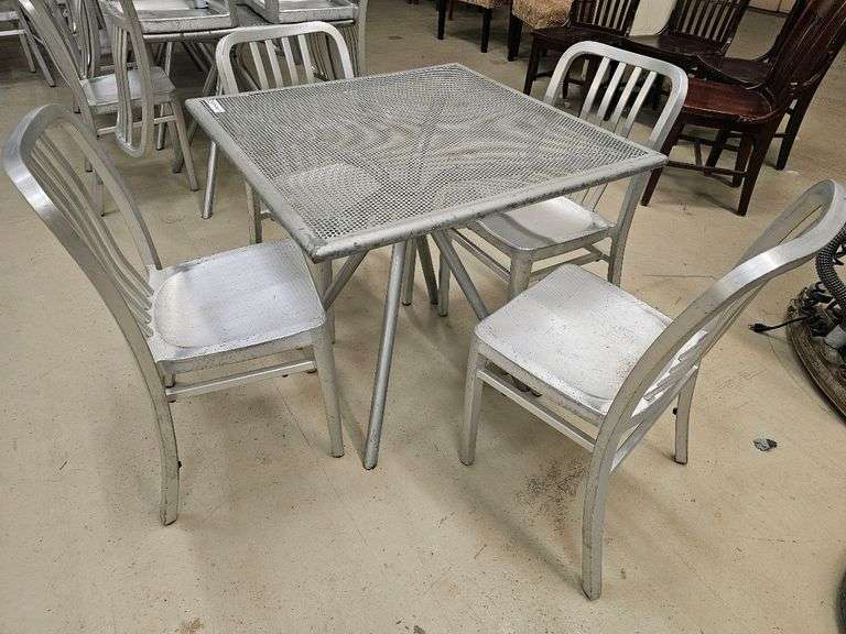 Silver Aluminum Outdoor Patio Dining Set