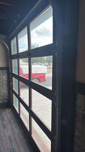 Advance Garage Door Model 20 7, 8'x7', Wood and Glass, Serial 11923889-1