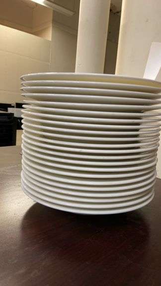 White Ceramic Dinnerware Set, 8" Diameter