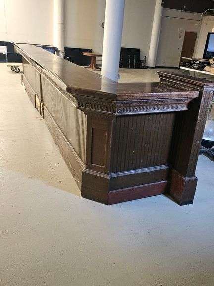 Antique Wooden Bar Counter - Traditional Paneled Design