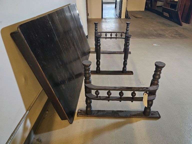 Vintage Dark Brown Wood Dining Table
