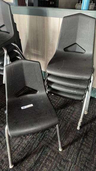 Black Children's Chairs Set of 5, 15-Inch Seat Height, Metal Frame