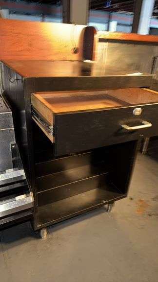 Black Wood Cabinet with Drawer and Shelves