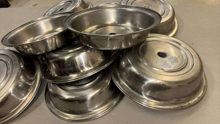 Large Group of Stainless Plate Covers