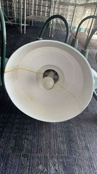 Green Industrial Gooseneck Lights, 17.5" Diameter, Metal, Set of 5