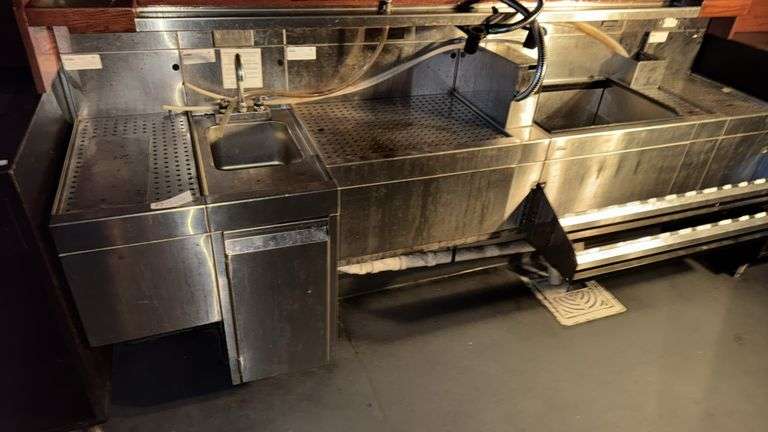 Commercial Stainless Steel Bar Sink Station, 94.5" Long