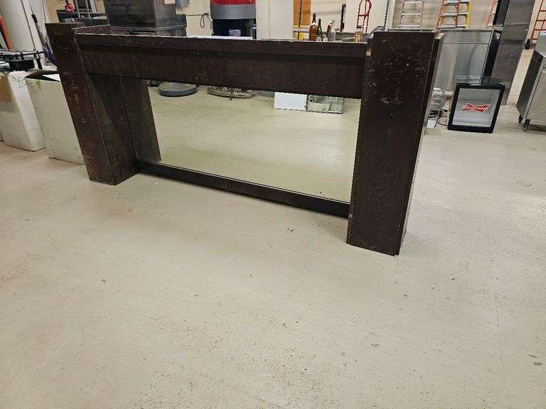Rustic Wood Fireplace Mantel with Built-in Mirror