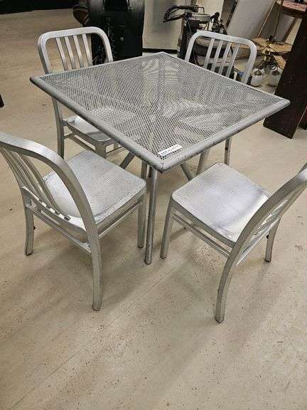 Silver Aluminum Outdoor Patio Dining Set