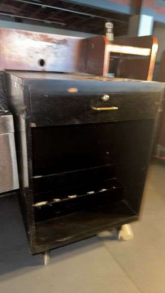 Black Rolling Storage Cabinet, 24"x24"x36", Wood