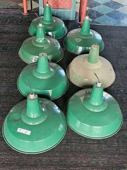 Green Industrial Pendant Light Fixtures, 18-inch Diameter, Metal