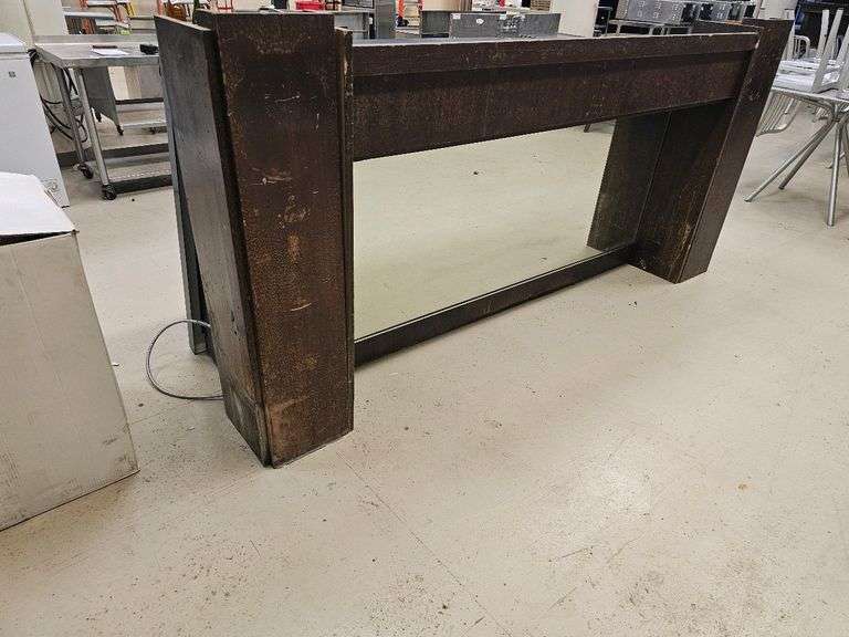 Rustic Wood Fireplace Mantel with Built-in Mirror