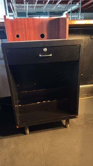 Black Storage Cabinet with Drawer, 24"x24"x36"