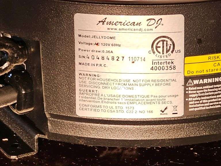 American DJ JELLYDOME LED Lighting Effect, Model: 4048427, 120V, ETL Listed