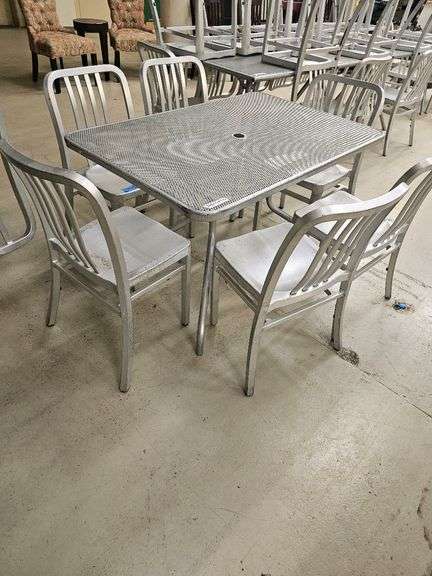 Silver Aluminum Outdoor Patio Dining Set