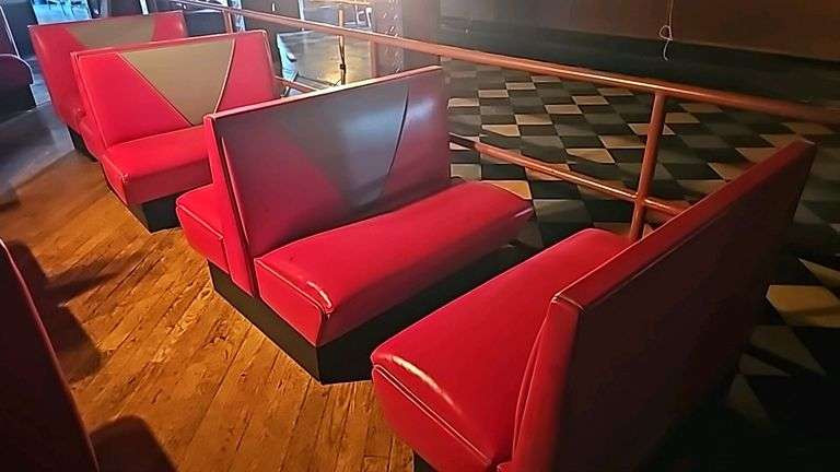 Red Vinyl Restaurant Booth Seating, two singles, two doubles