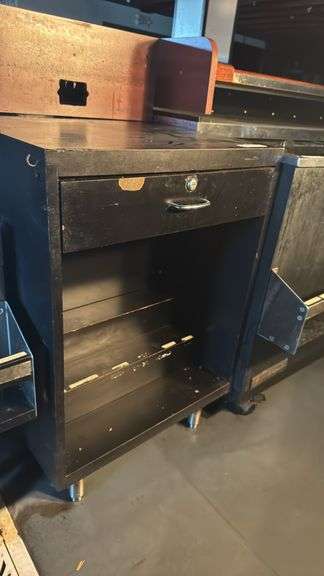 Black Metal Cabinet with Drawer, 24"x24"x36"