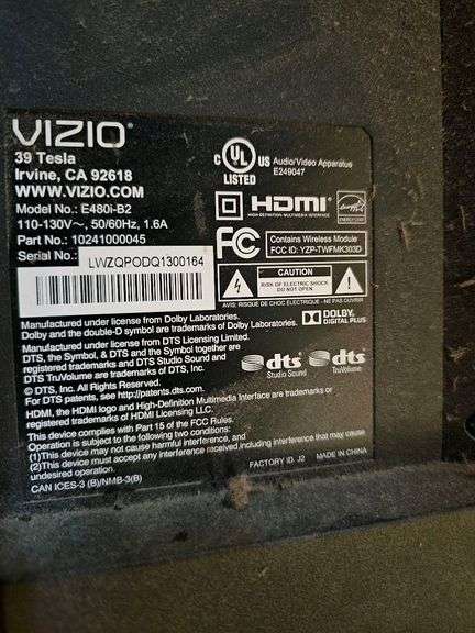 Vizio 39-inch LED TV, Model D39fe-C0, Full HD, HDMI/USB Ports