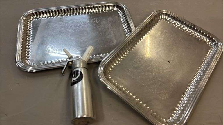 Whipped Cream Dispenser with Decorative Metal Serving Trays