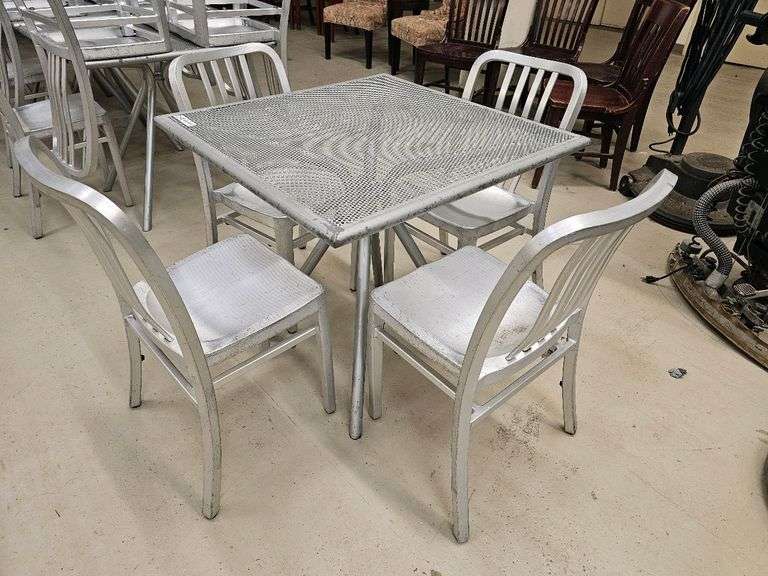 Silver Aluminum Outdoor Patio Dining Set