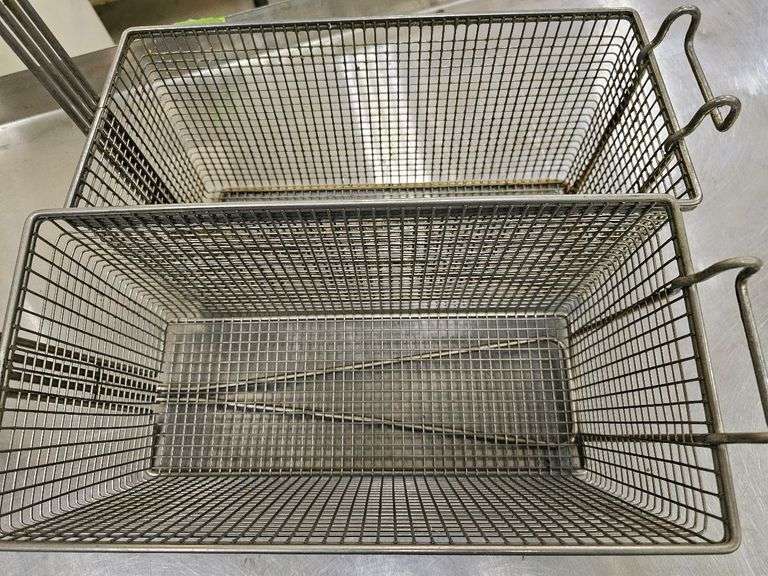 Commercial Fryer Basket, Metal with Red Handles