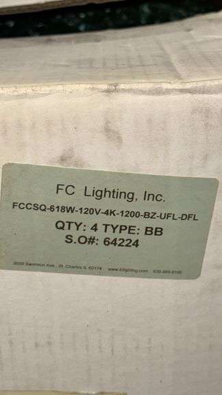 Box of 4 - FC Lighting FCCSQ-618W Exterior Light Fixture, 120V, 4000K, 1200 Lumens