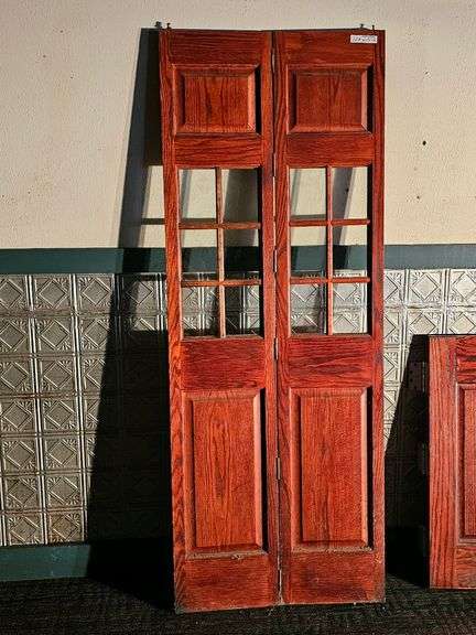 Reddish-Brown Wood Folding Doors, 30"x79"