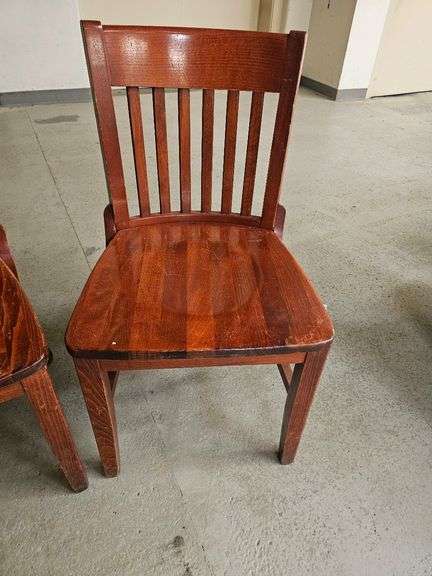 Set of 4 Wooden Dining Chairs, Slat Back, brown color