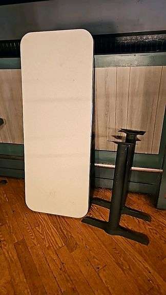 Rectangular White Table, 24"x60"x29", Laminate Top, Metal T-Base