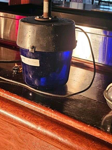 Blue Rotating Beacon Dance Floor Light, 8" Diameter x 10" Height, AC-Powered