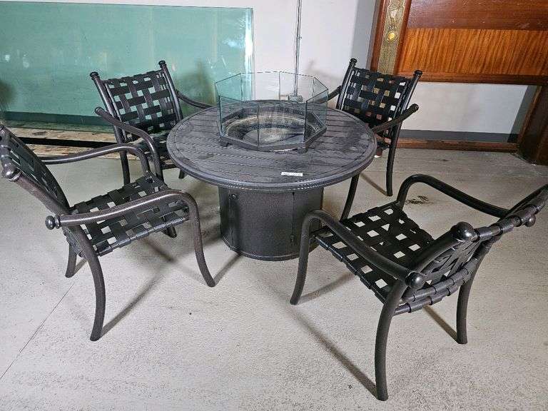 Tropitone Outdoor Fire Pit Table Set