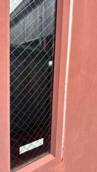 Red Security Door, 36"x1.5"x84", Wired Glass, Exterior