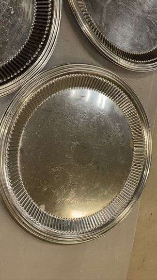 Silver Plated Serving Platter with Engraved Floral Design, 12 inches