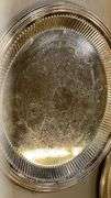 Silver Plated Serving Platter with Engraved Floral Design, 12 inches
